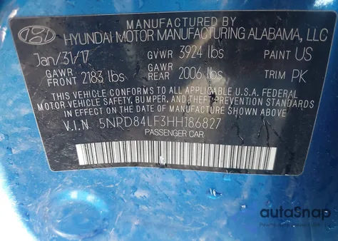 2017 Hyundai Elantra Se из США, поврежденный, VIN 5NPD84LF3HH186827